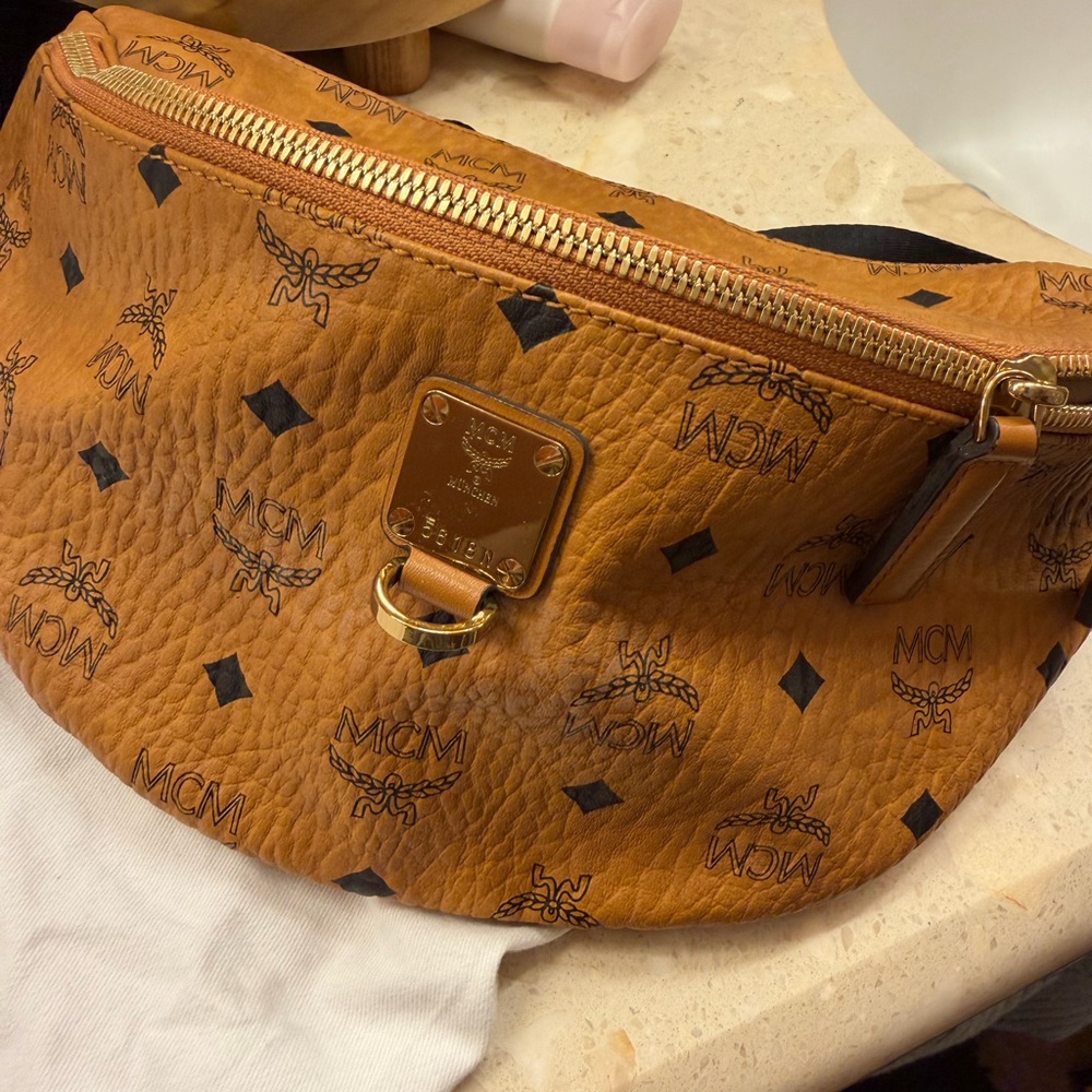 MCM Tan Leather Belt Bag